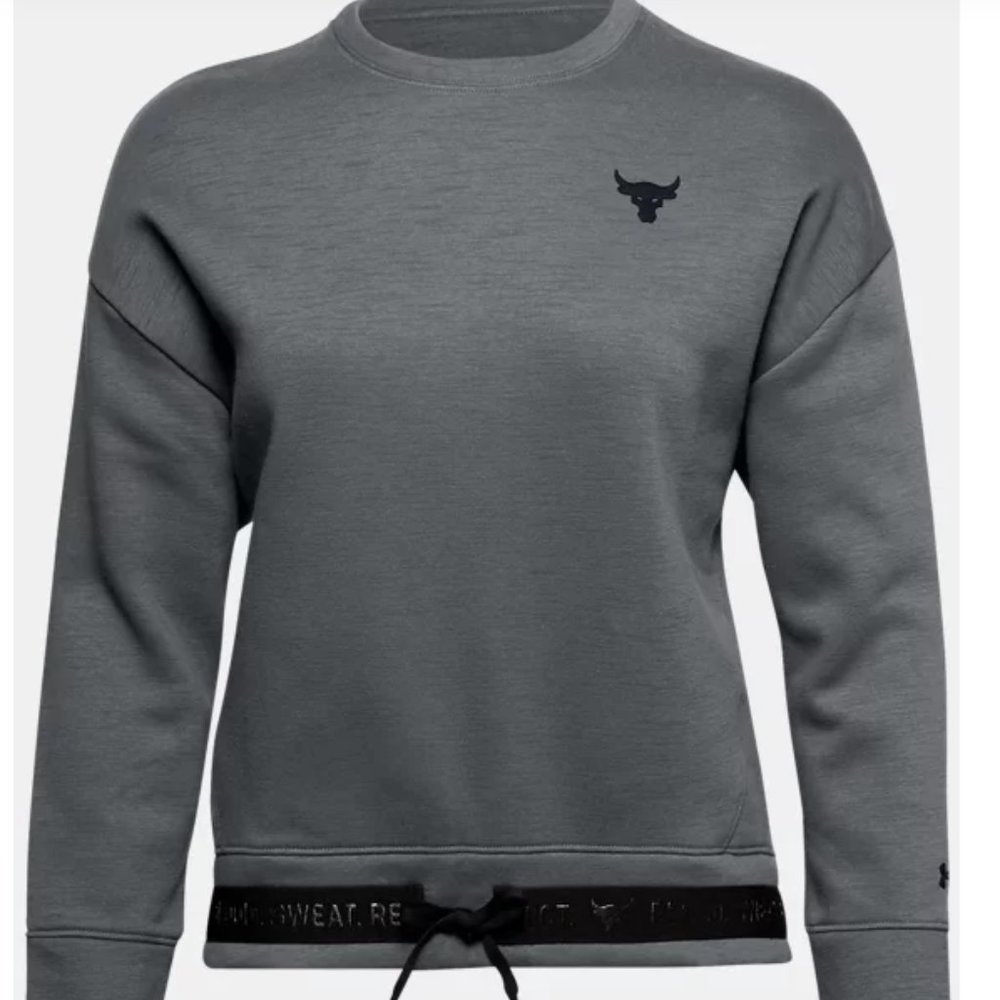 Under Armour Project Rock Charged Cotton Crew Sweatshirt Womens XL Grey